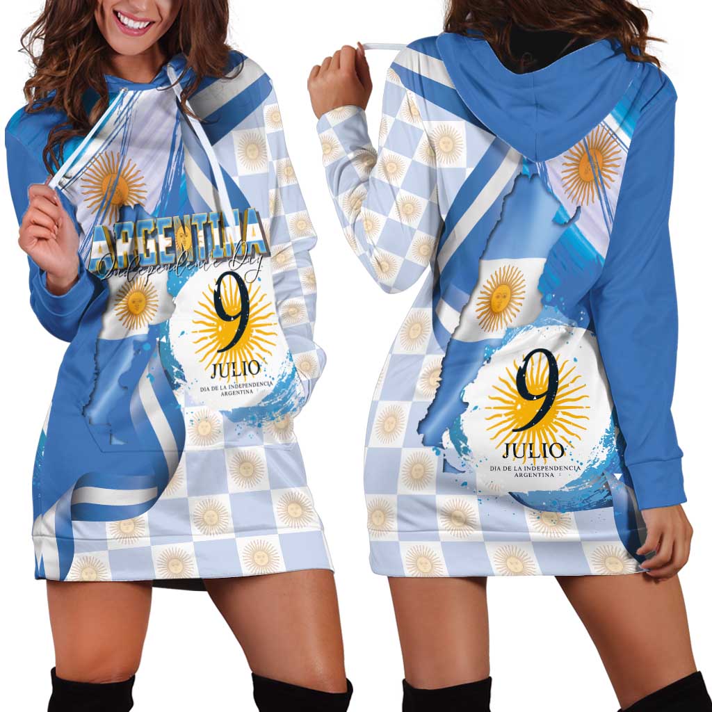 Argentina Independence Day Hoodie Dress - Día de la Independencia Brush and Grunge Style