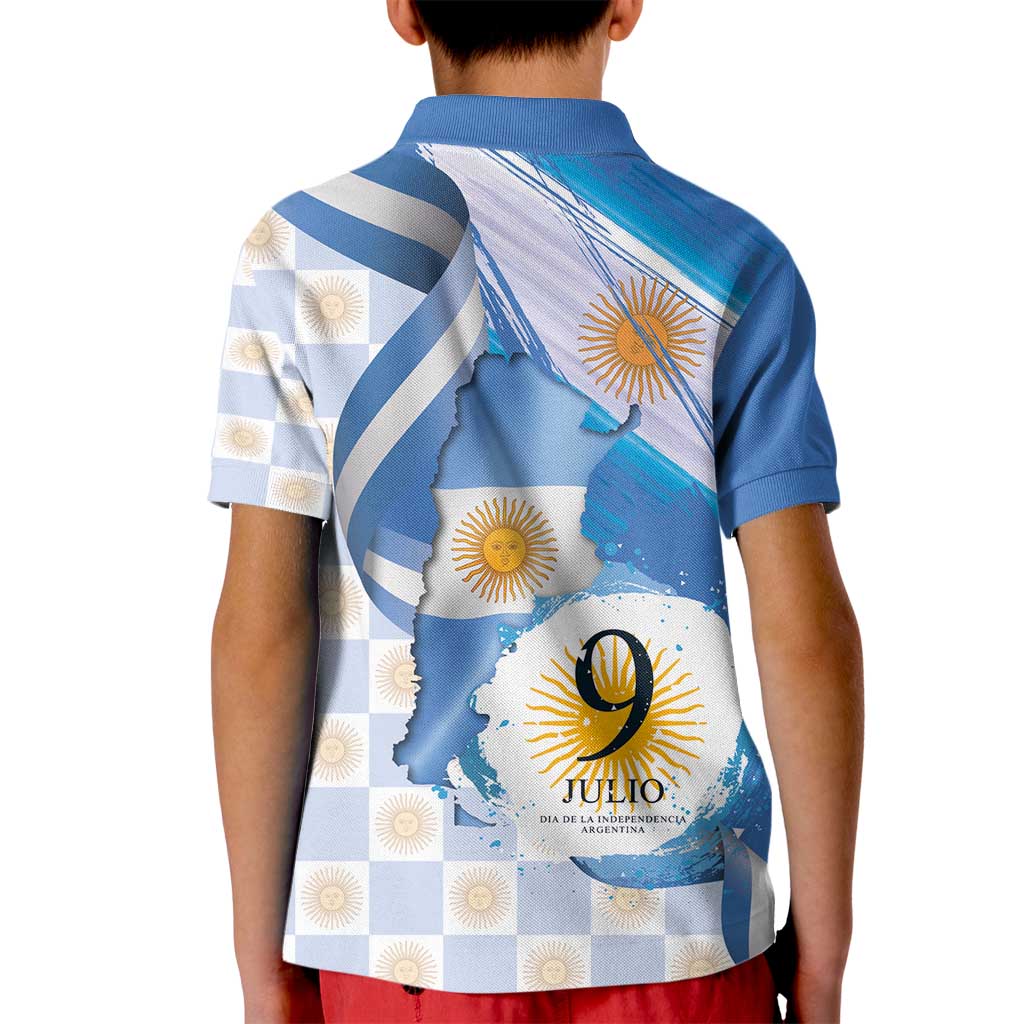 Argentina Independence Day Kid Polo Shirt - Día de la Independencia Brush and Grunge Style