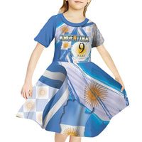 Argentina Independence Day Kid Short Sleeve Dress - Día de la Independencia Brush and Grunge Style
