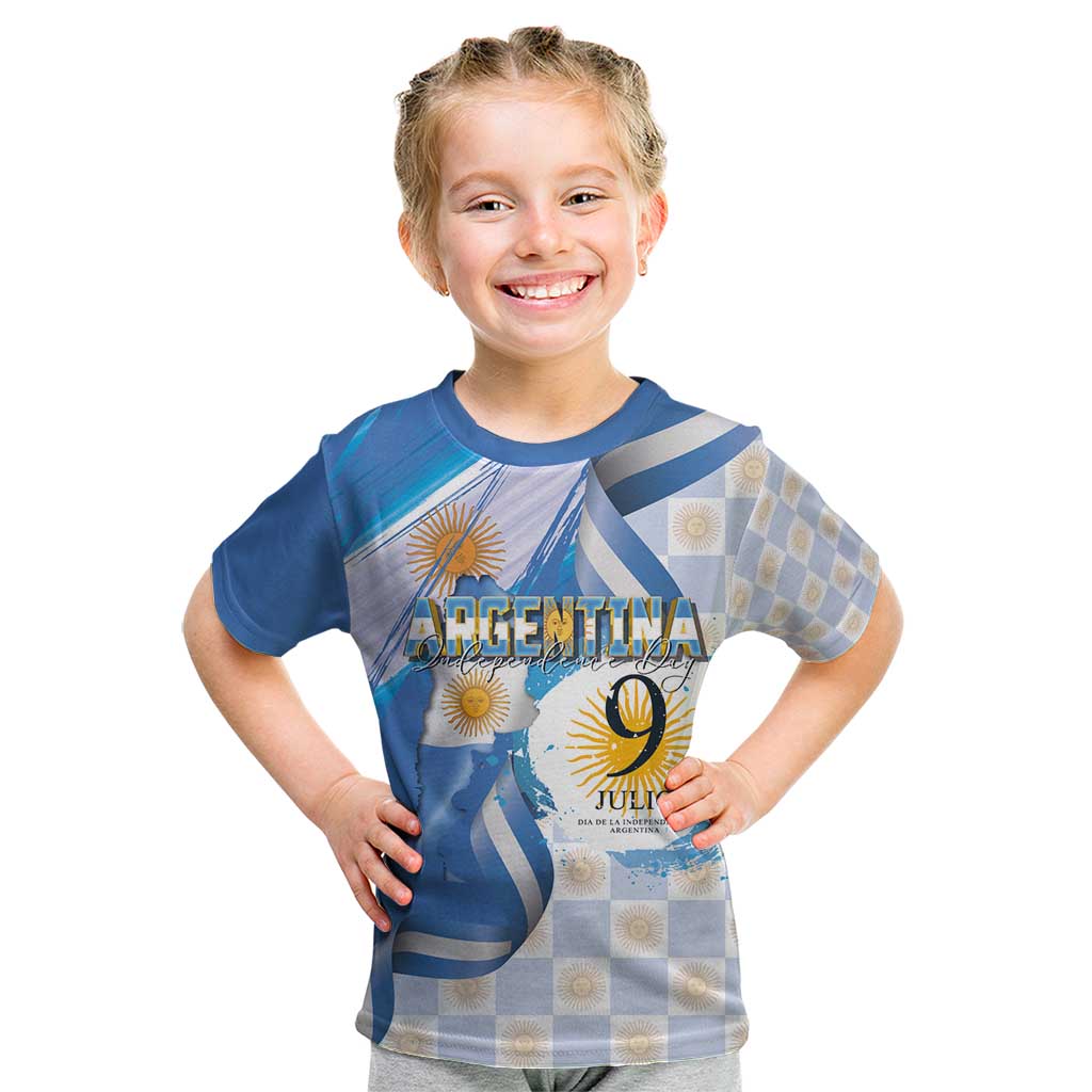 Argentina Independence Day Kid T Shirt - Día de la Independencia Brush and Grunge Style