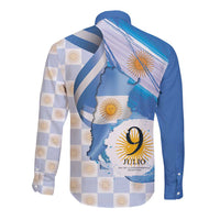 Argentina Independence Day Long Sleeve Button Shirt - Día de la Independencia Brush and Grunge Style