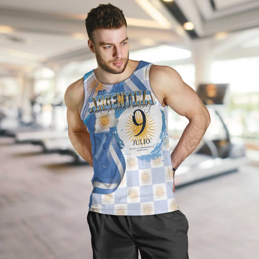 Argentina Independence Day Men Tank Top - Día de la Independencia Brush and Grunge Style