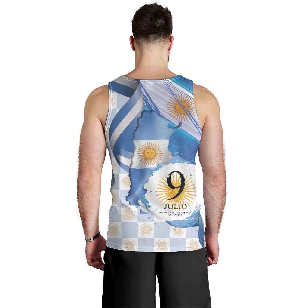 Argentina Independence Day Men Tank Top - Día de la Independencia Brush and Grunge Style