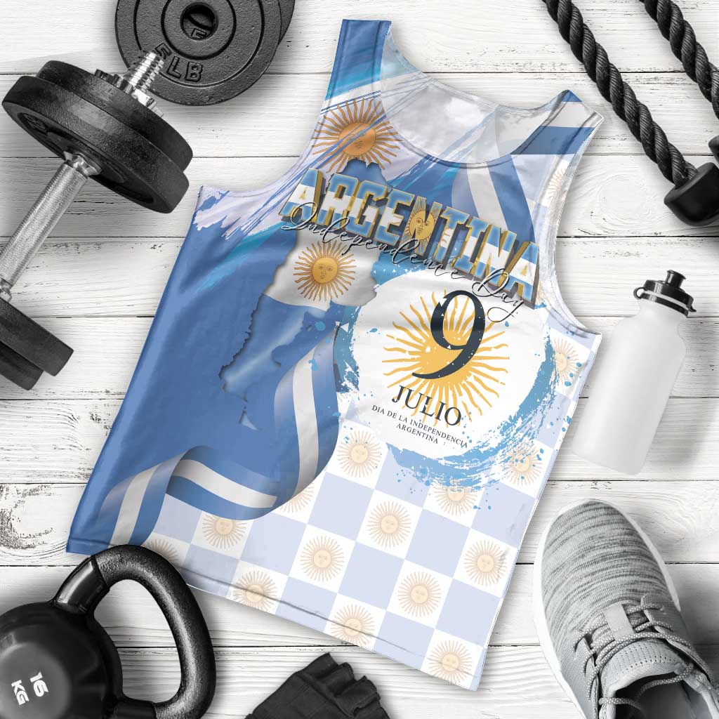 Argentina Independence Day Men Tank Top - Día de la Independencia Brush and Grunge Style