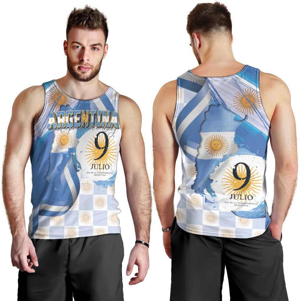 Argentina Independence Day Men Tank Top - Día de la Independencia Brush and Grunge Style