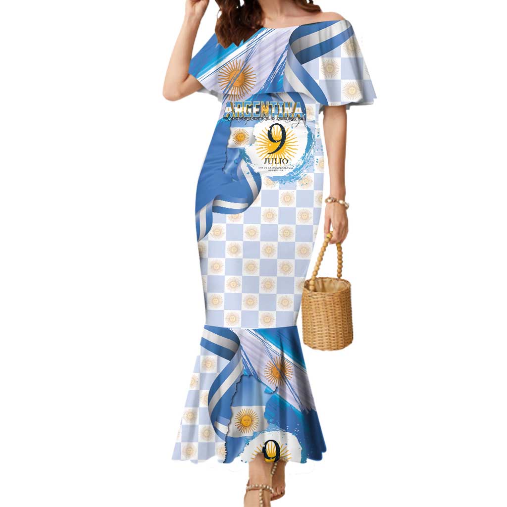 Argentina Independence Day Mermaid Dress - Día de la Independencia Brush and Grunge Style