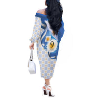 Argentina Independence Day Off The Shoulder Long Sleeve Dress - Día de la Independencia Brush and Grunge Style