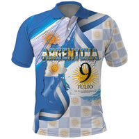 Argentina Independence Day Polo Shirt - Día de la Independencia Brush and Grunge Style