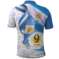 Argentina Independence Day Polo Shirt - Día de la Independencia Brush and Grunge Style
