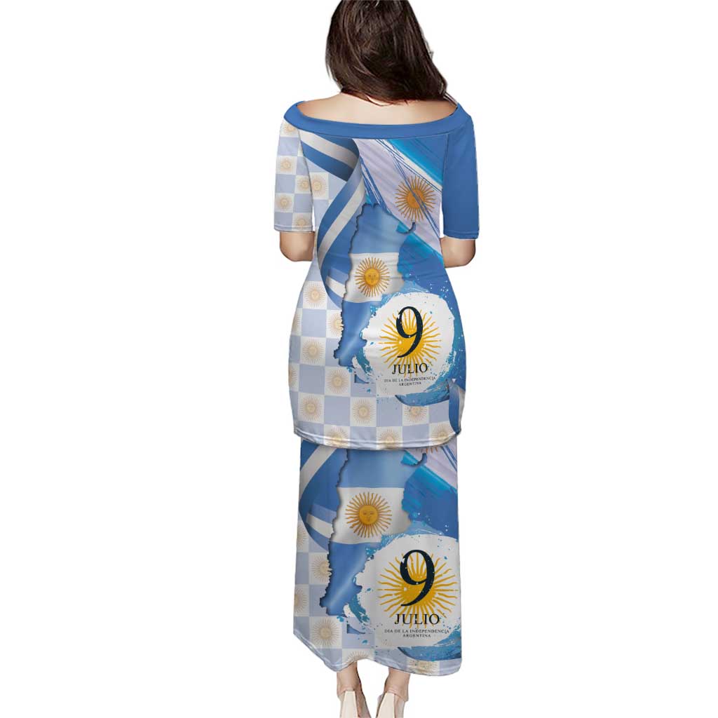 Argentina Independence Day Puletasi - Día de la Independencia Brush and Grunge Style