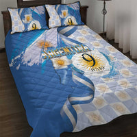 Argentina Independence Day Quilt Bed Set - Día de la Independencia Brush and Grunge Style