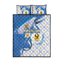 Argentina Independence Day Quilt Bed Set - Día de la Independencia Brush and Grunge Style
