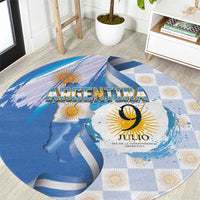 Argentina Independence Day Round Carpet - Día de la Independencia Brush and Grunge Style