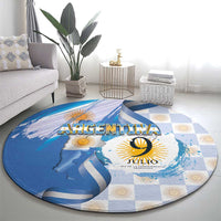 Argentina Independence Day Round Carpet - Día de la Independencia Brush and Grunge Style