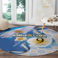 Argentina Independence Day Round Carpet - Día de la Independencia Brush and Grunge Style