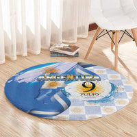 Argentina Independence Day Round Carpet - Día de la Independencia Brush and Grunge Style