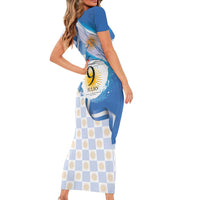 Argentina Independence Day Short Sleeve Bodycon Dress - Día de la Independencia Brush and Grunge Style