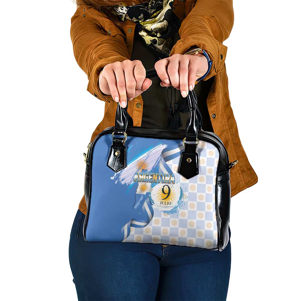 Argentina Independence Day Shoulder Handbag - Día de la Independencia Brush and Grunge Style