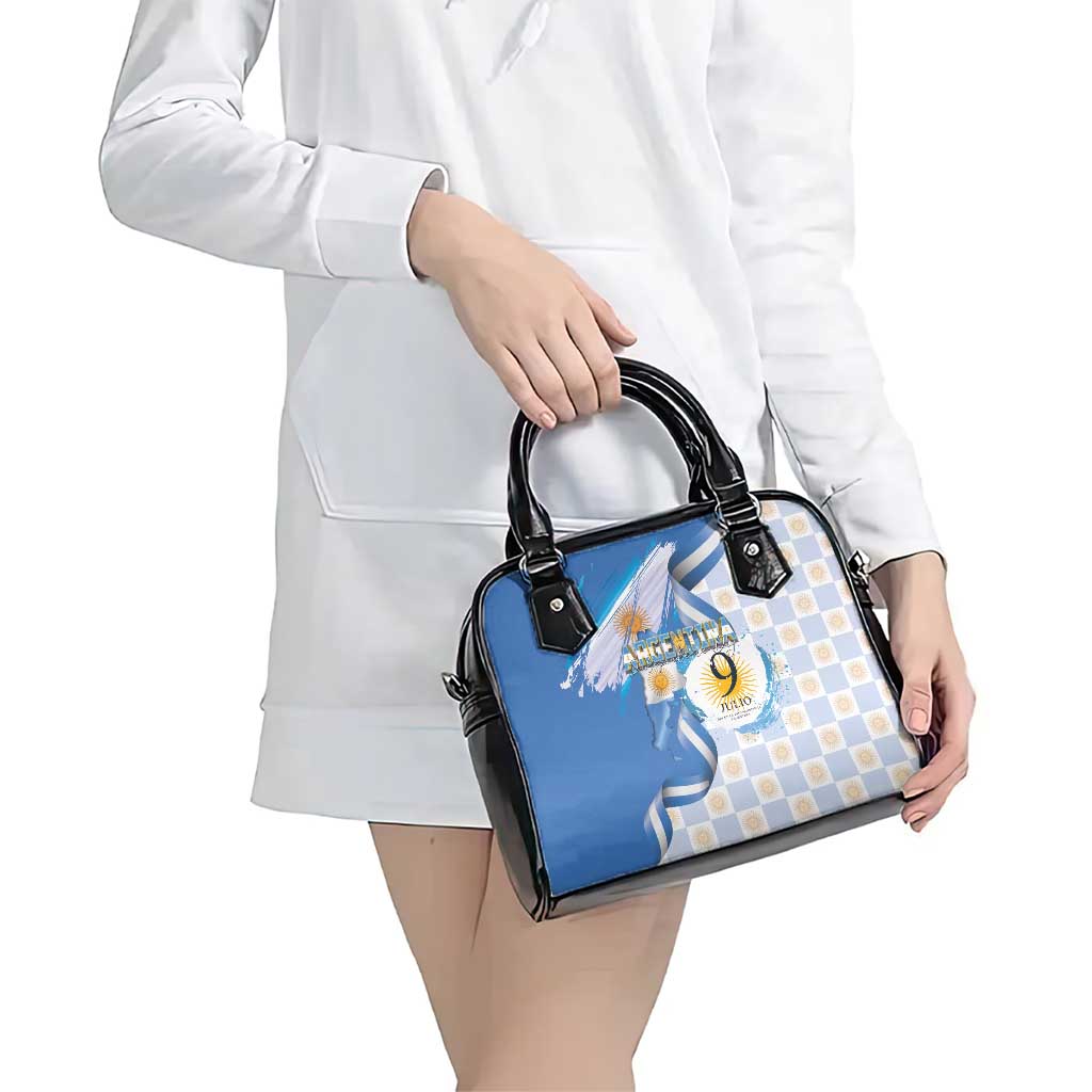 Argentina Independence Day Shoulder Handbag - Día de la Independencia Brush and Grunge Style