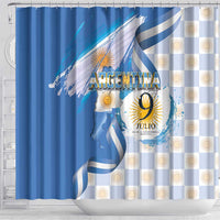 Argentina Independence Day Shower Curtain - Día de la Independencia Brush and Grunge Style