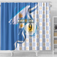 Argentina Independence Day Shower Curtain - Día de la Independencia Brush and Grunge Style