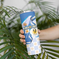 Argentina Independence Day Skinny Tumbler - Día de la Independencia Brush and Grunge Style