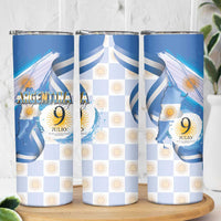 Argentina Independence Day Skinny Tumbler - Día de la Independencia Brush and Grunge Style