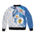 Argentina Independence Day Sleeve Zip Bomber Jacket - Día de la Independencia Brush and Grunge Style
