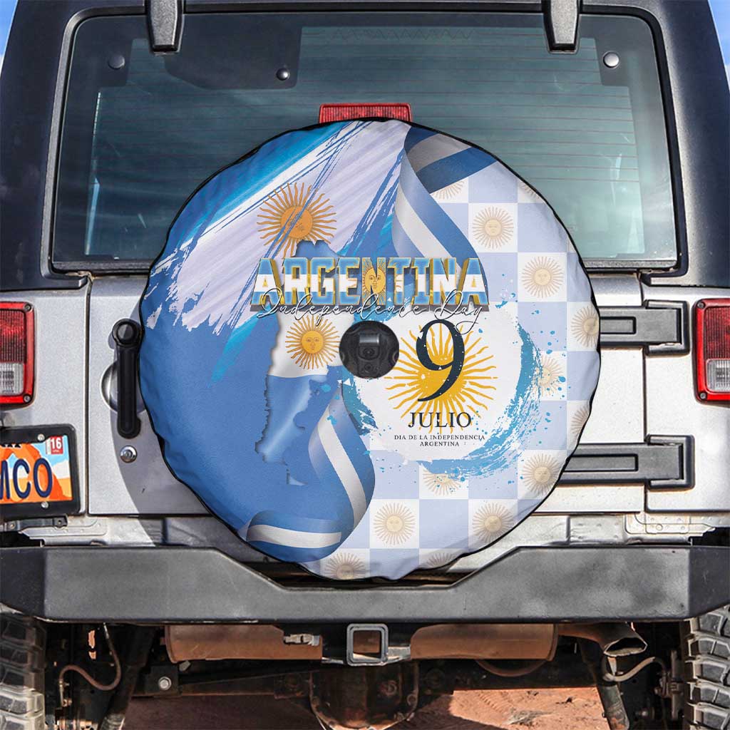 Argentina Independence Day Spare Tire Cover - Día de la Independencia Brush and Grunge Style
