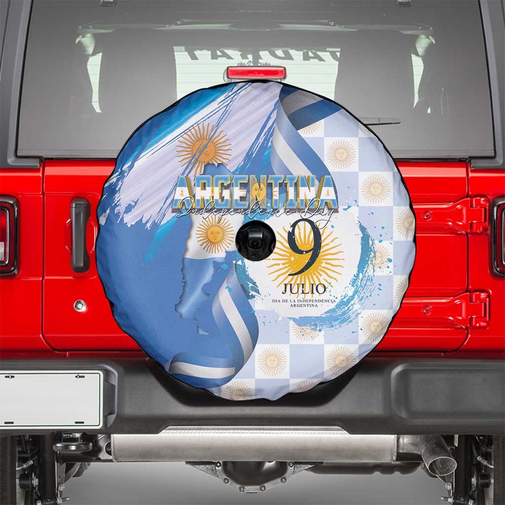Argentina Independence Day Spare Tire Cover - Día de la Independencia Brush and Grunge Style