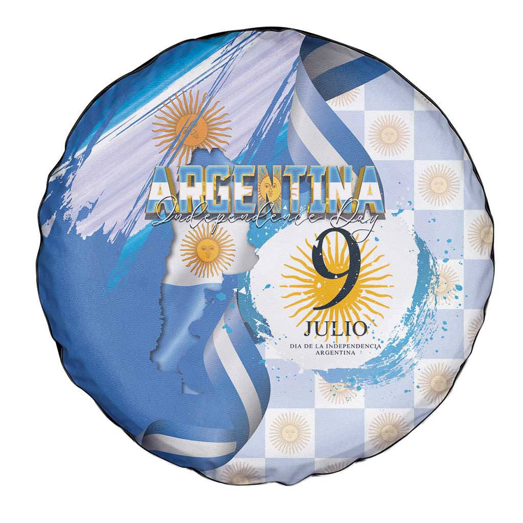 Argentina Independence Day Spare Tire Cover - Día de la Independencia Brush and Grunge Style