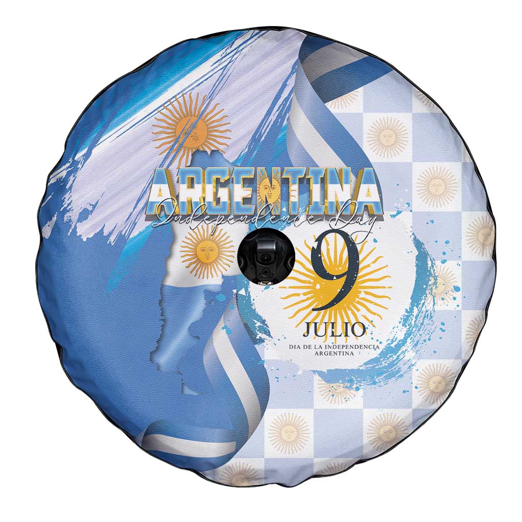 Argentina Independence Day Spare Tire Cover - Día de la Independencia Brush and Grunge Style