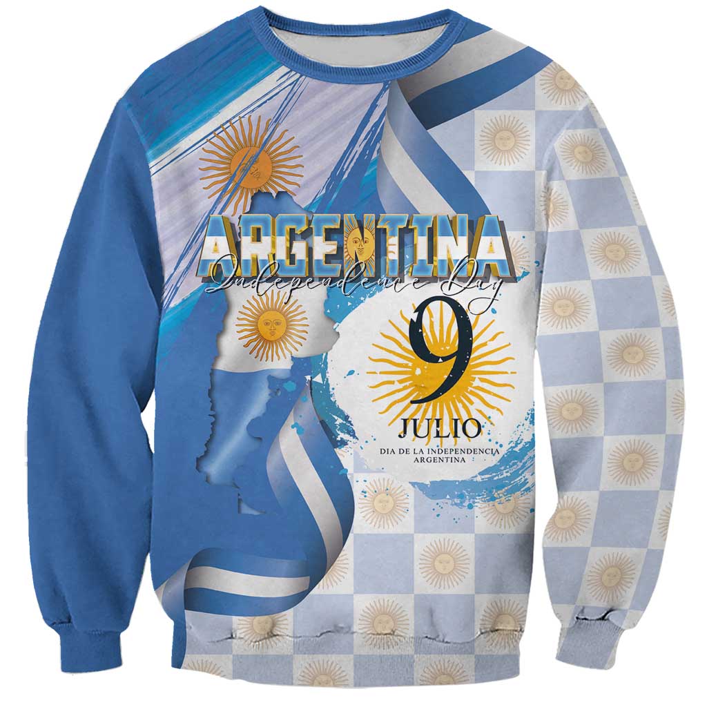Argentina Independence Day Sweatshirt - Día de la Independencia Brush and Grunge Style