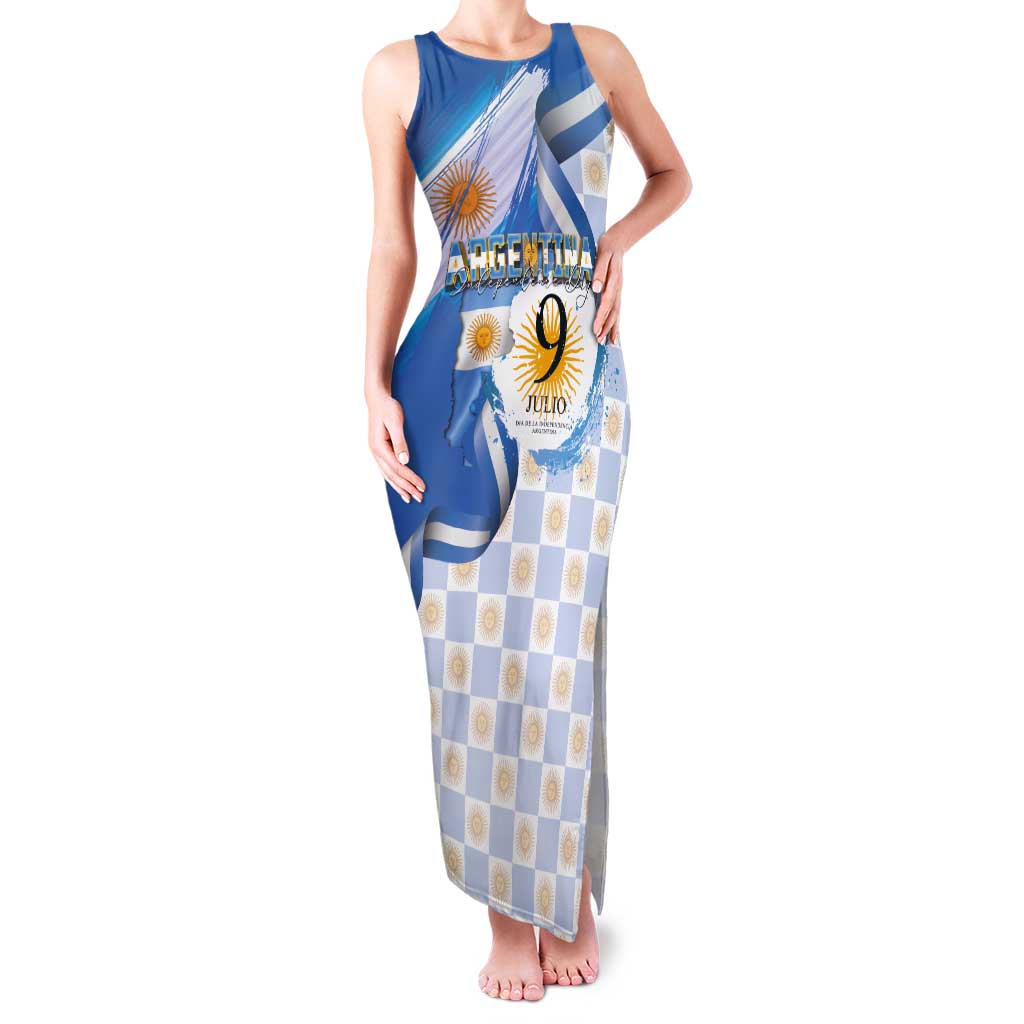 Argentina Independence Day Tank Maxi Dress - Día de la Independencia Brush and Grunge Style