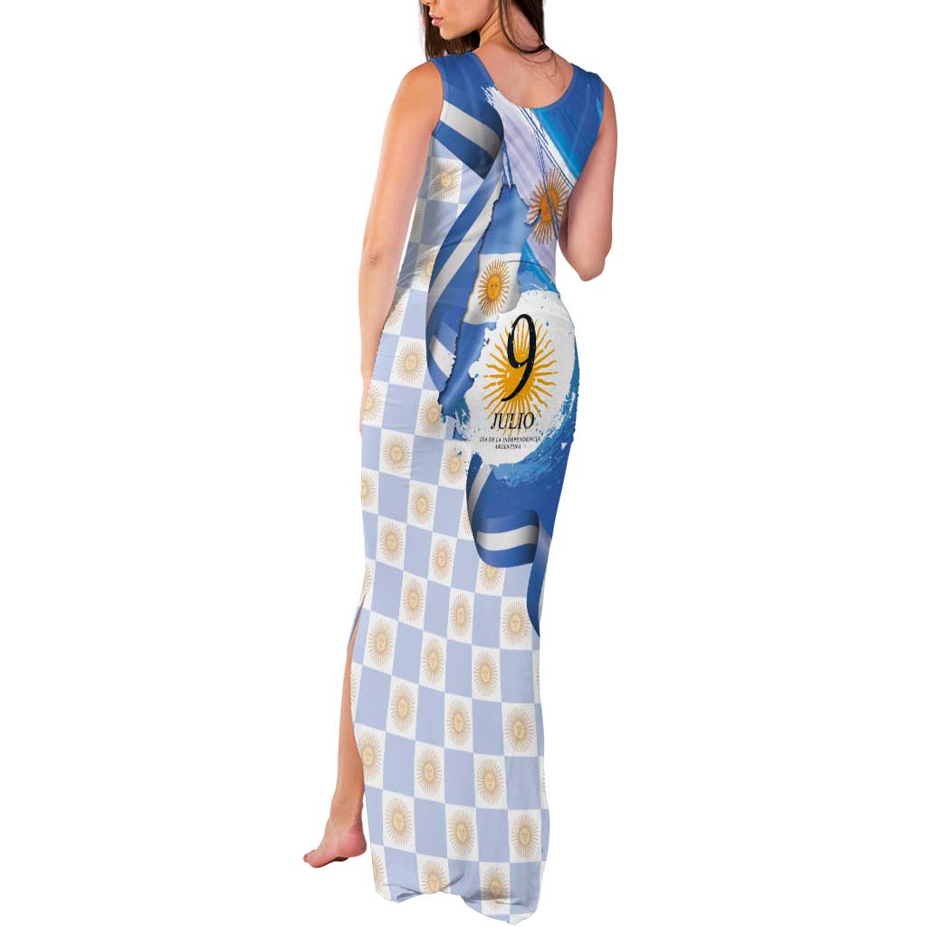Argentina Independence Day Tank Maxi Dress - Día de la Independencia Brush and Grunge Style