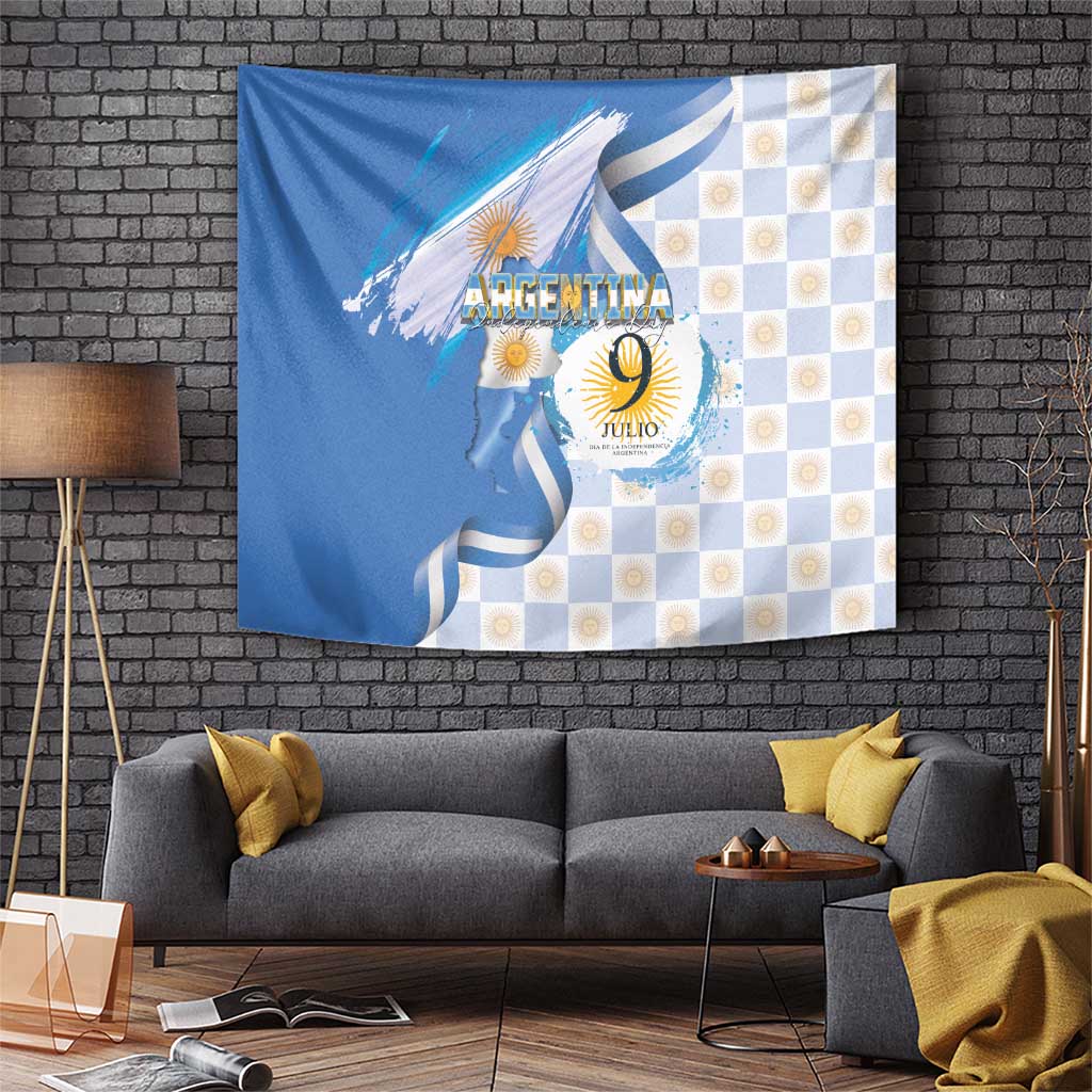 Argentina Independence Day Tapestry - Día de la Independencia Brush and Grunge Style