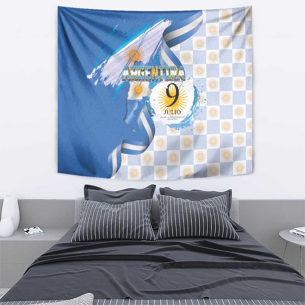 Argentina Independence Day Tapestry - Día de la Independencia Brush and Grunge Style