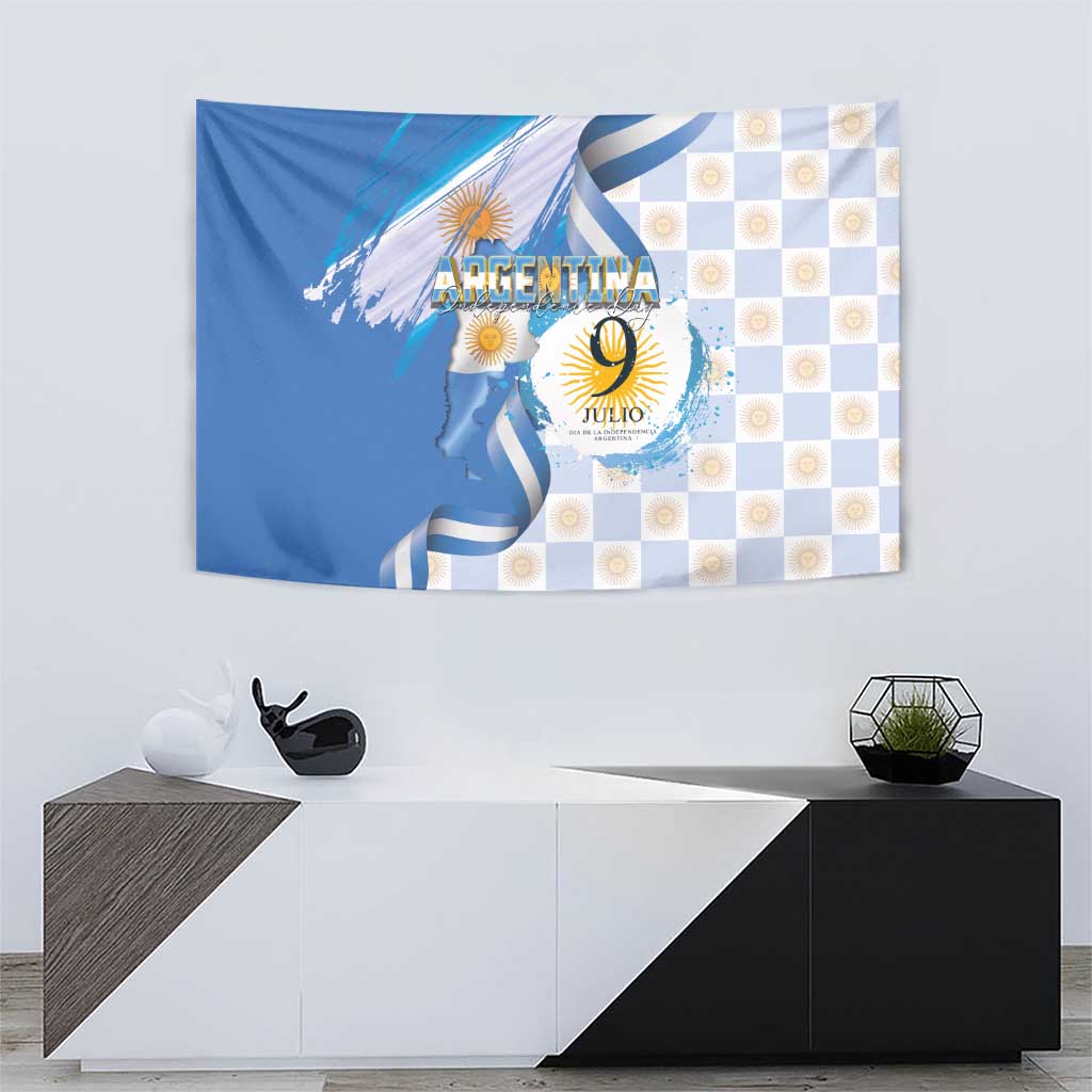 Argentina Independence Day Tapestry - Día de la Independencia Brush and Grunge Style
