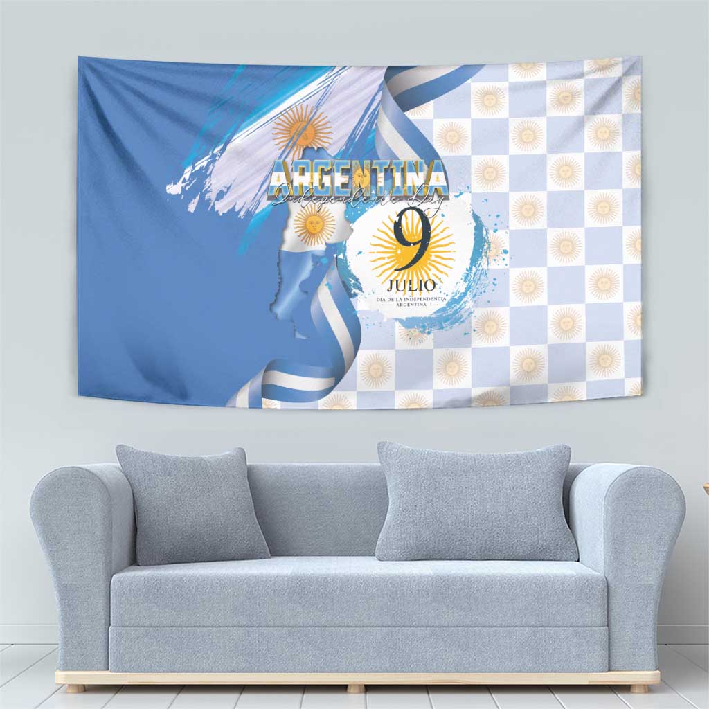Argentina Independence Day Tapestry - Día de la Independencia Brush and Grunge Style