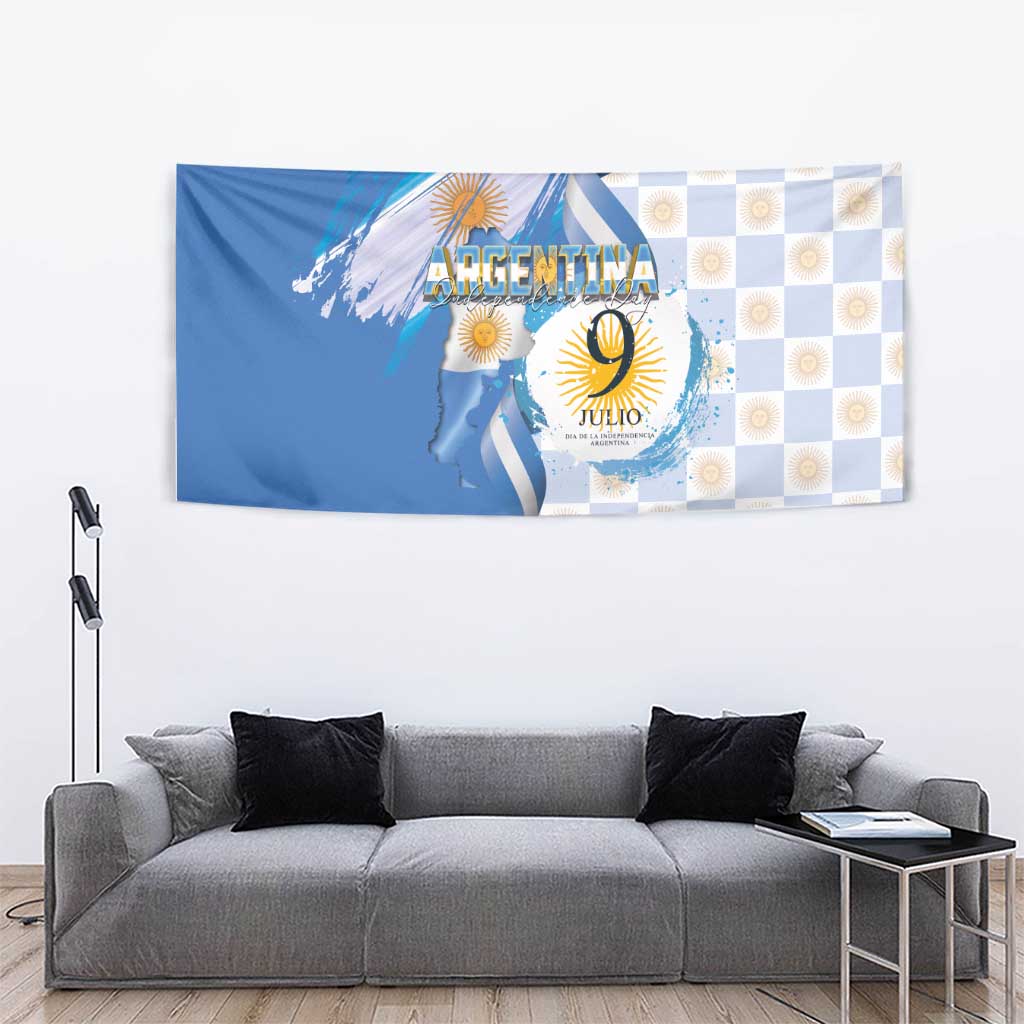 Argentina Independence Day Tapestry - Día de la Independencia Brush and Grunge Style