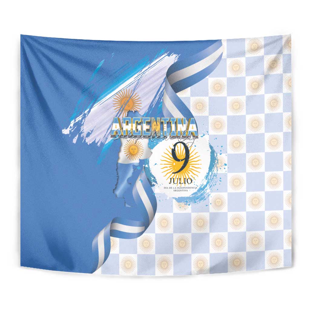 Argentina Independence Day Tapestry - Día de la Independencia Brush and Grunge Style