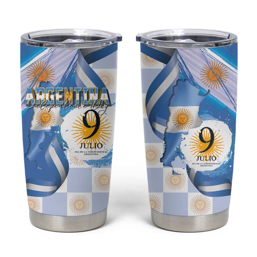 Argentina Independence Day Tumbler Cup - Día de la Independencia Brush and Grunge Style