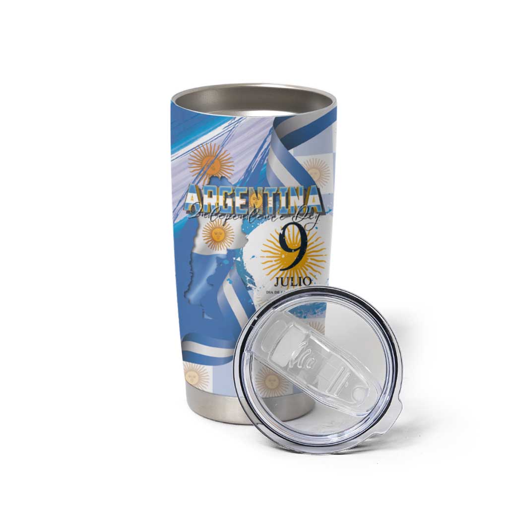 Argentina Independence Day Tumbler Cup - Día de la Independencia Brush and Grunge Style