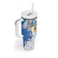 Argentina Independence Day Tumbler With Handle - Día de la Independencia Brush and Grunge Style