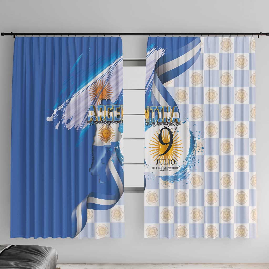 Argentina Independence Day Window Curtain - Día de la Independencia Brush and Grunge Style