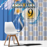 Argentina Independence Day Window Curtain - Día de la Independencia Brush and Grunge Style