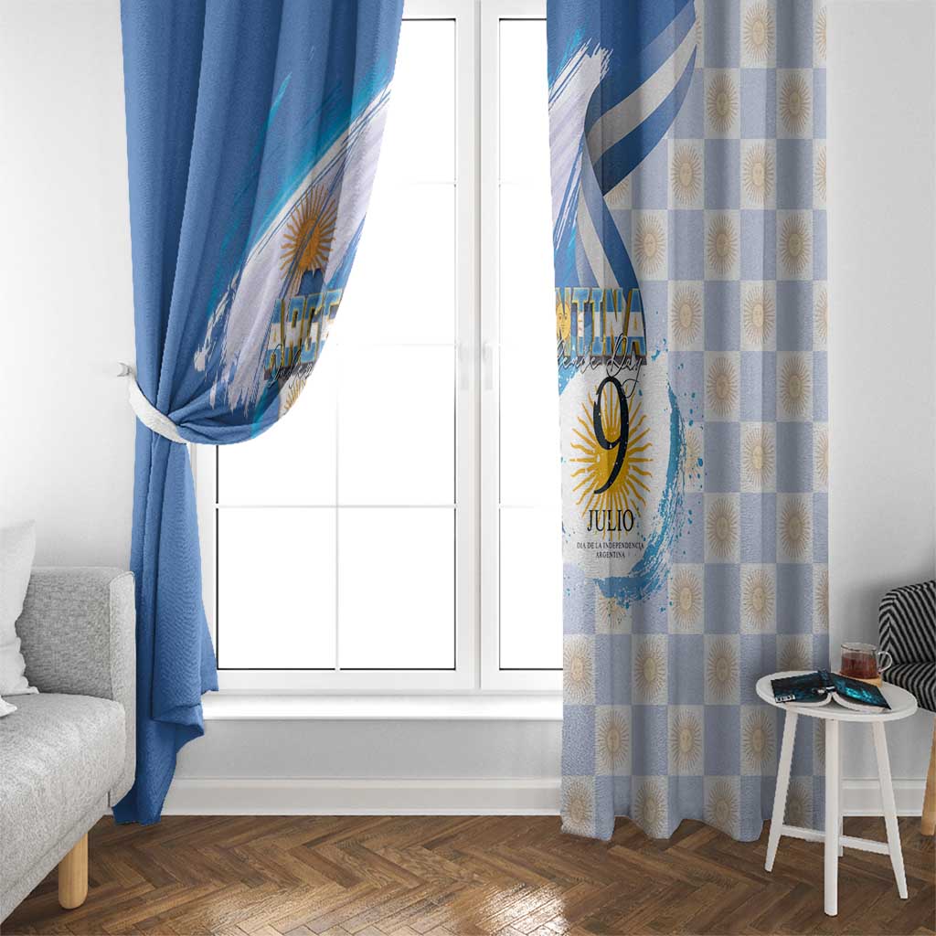 Argentina Independence Day Window Curtain - Día de la Independencia Brush and Grunge Style