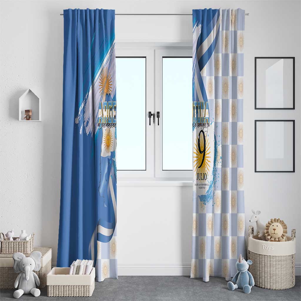 Argentina Independence Day Window Curtain - Día de la Independencia Brush and Grunge Style
