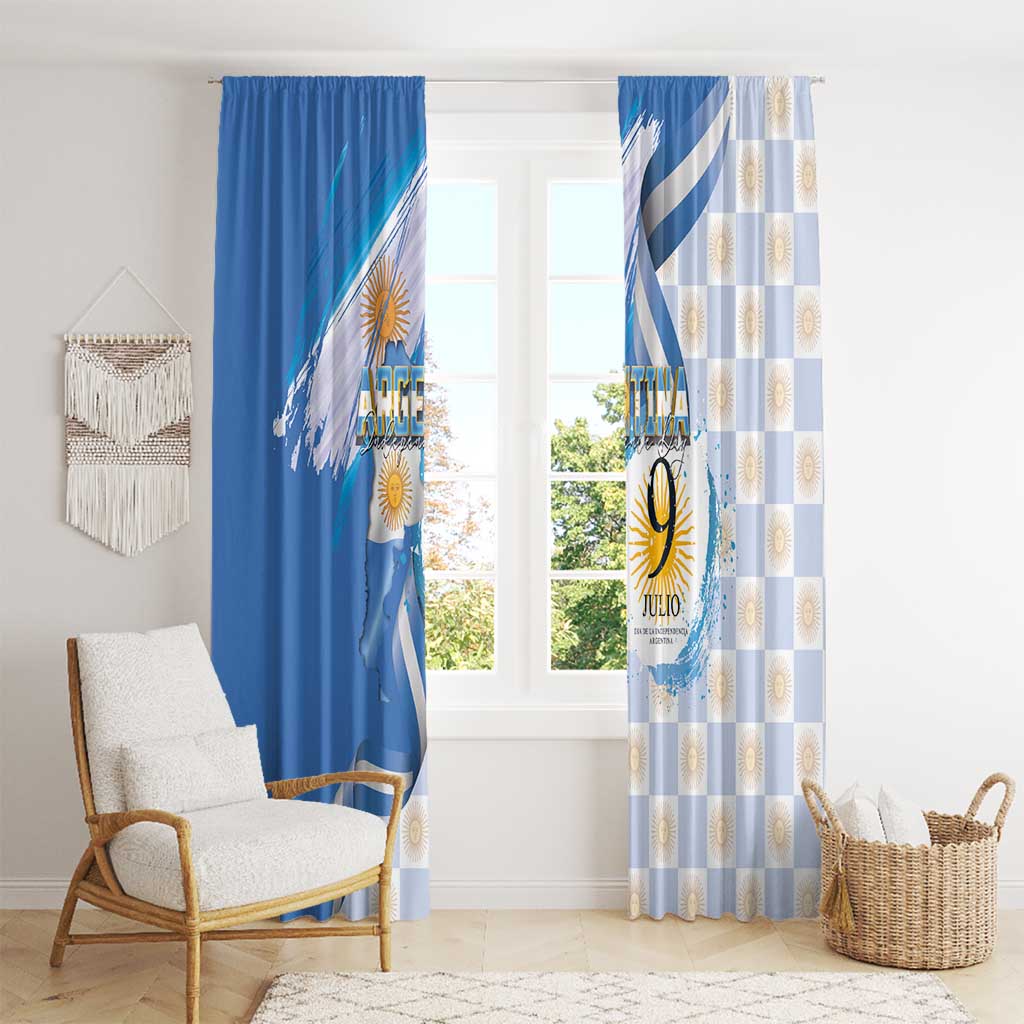 Argentina Independence Day Window Curtain - Día de la Independencia Brush and Grunge Style
