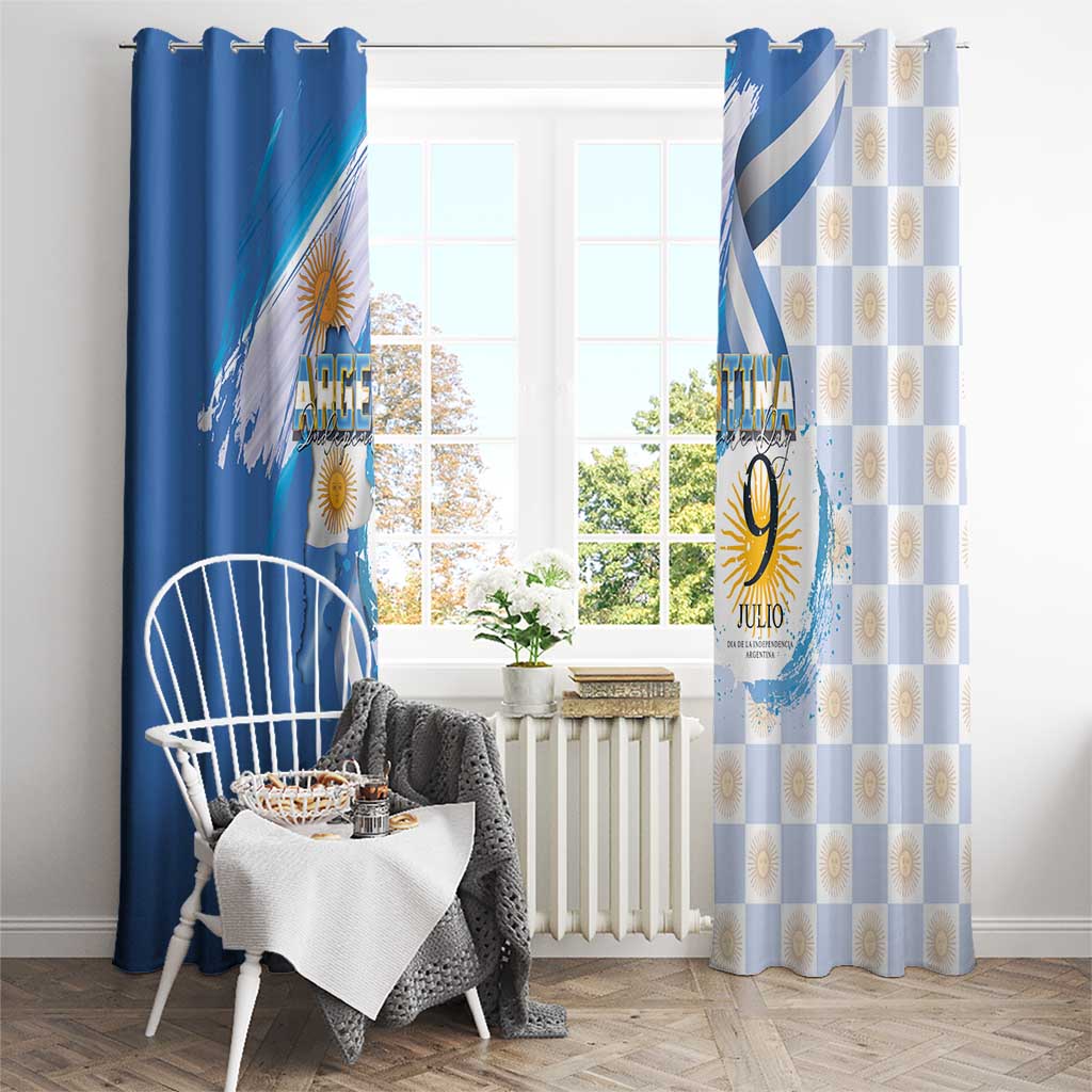 Argentina Independence Day Window Curtain - Día de la Independencia Brush and Grunge Style